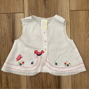 Vintage Scalloped Edge Embroidered Diaper Shirt 0-6 Months Baby Girl